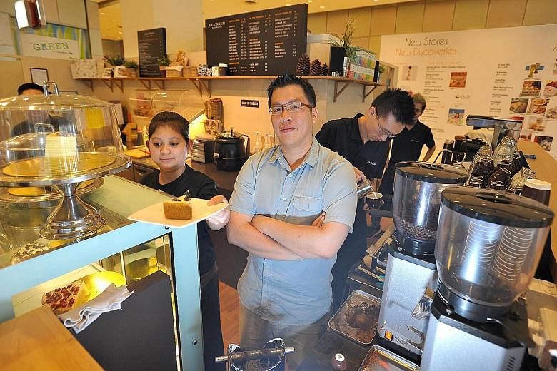 In food services, the sector-specific measure of revenue per square foot went up 5.4 per cent per year over the 2009 to 2014 period, but Mr Damien Koh (above), of cafe chain Joe & Dough, said food and beverage companies are facing more competition on