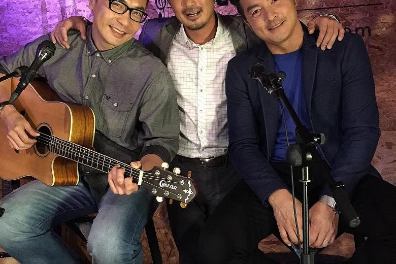 Three friends - (from left) Tay Ping Hui, Darren Lim and Christopher Lee - struggle to keep a record label afloat.