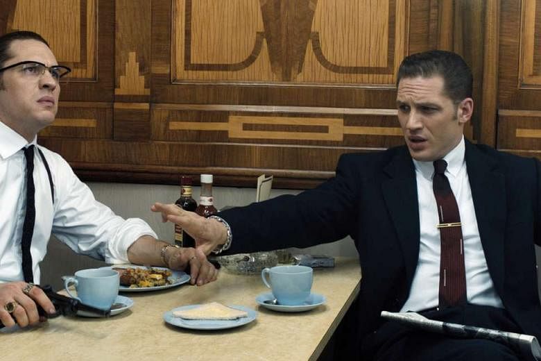 Tom Hardy plays the roles of both Ronnie (left) and Reggie (right) Kray in Legend.