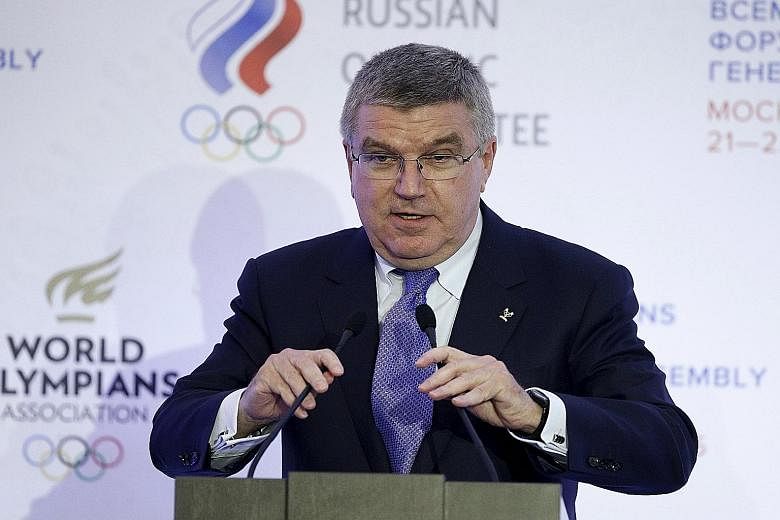 IOC boss Thomas Bach is not calling for Russia's athletics federation to be banned.