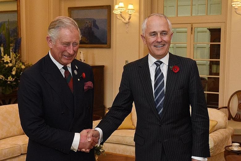 Prince Charles meeting PM Malcolm Turnbull in Canberra yesterday.