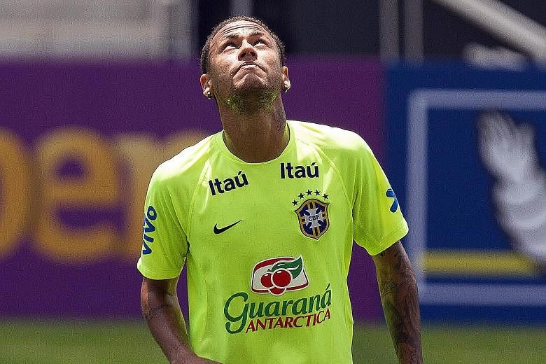 Neymar during Brazil's training session in Sao Paulo. He is expected to be a big attacking threat to Argentina.
