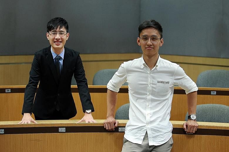 Mr Amos Soo (left) and Mr Charlie Thang are both year-two students at Singapore Management University's Lee Kong Chian School of Business.