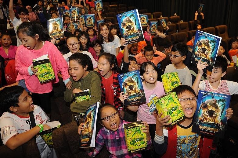 More than 100 kids received Goosebumps, of the happy sort, from Golden Village yesterday - they got to watch the movie and took home gifts as well, as part of the cinema chain's charity efforts.
