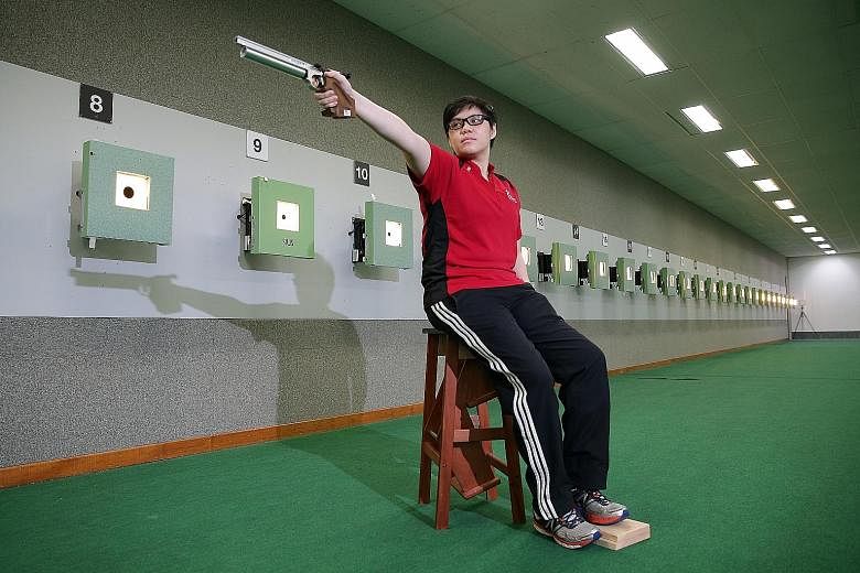 Alvina Neo opted for air pistol shooting because her shoulder injury ruled her out of "99.9 per cent of the sports" offered at next week's Asean Para Games. She is targeting a personal best result.