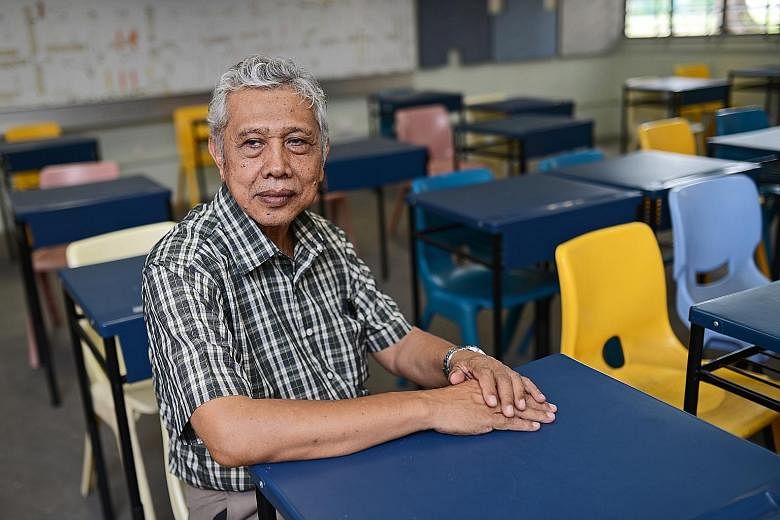 Mr Sapii Osman says it has become more challenging to teach these days, with students being more exposed to English and weaker in Malay in general. The grandfather of five has been at Jurong Secondary for so long that he has taught three generations 