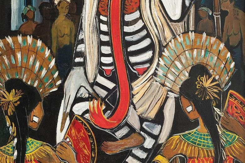 Cheong Soo Pieng's Balinese Dance fetched the highest price at yesterday's sale, dedicated entirely to Singapore art to mark the country's Golden Jubilee.