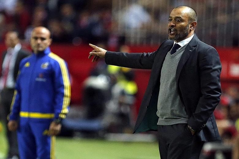 Portuguese coach Nuno Espirito Santo giving instructions during his final game coaching Valencia. Frank Rijkaard and Michael Laudrup are the front runners to take charge at the Mestalla.