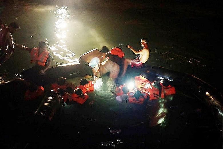 Passengers started to panic after water began entering the life rafts. They were later helped onto smaller bumboats by local villagers and taken back to Batam.