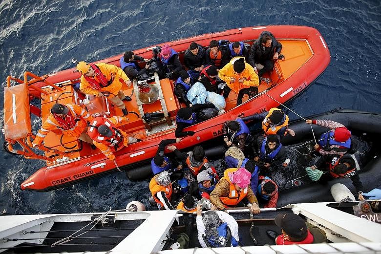 Refugees boarding a Turkish Coast Guard ship off the shores of Canakkale, Turkey, after a failed attempt at crossing to the Greek island of Lesbos last month. Turkey is the main gateway for migrants to reach Europe.
