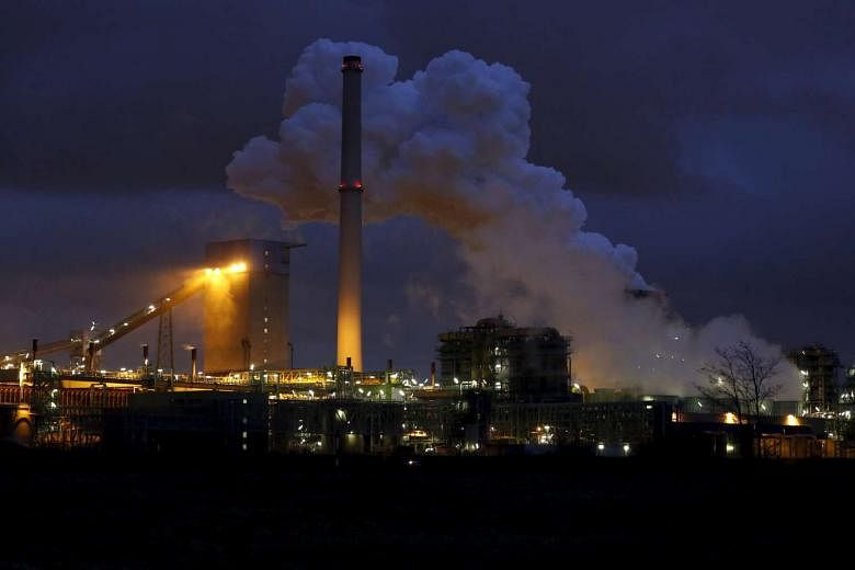 The ThyssenKrupp Steel Europe AG coking plant and blast furnace in Duisburg, Germany, in January, 2014.