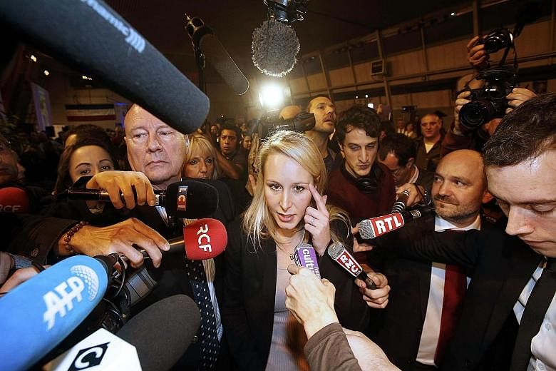 Ms Marion Marechal-Le Pen (left) raised a storm in Toulon when she said Muslims could only be French "if they follow customs and a lifestyle that has been shaped by Greek and Roman influence and 16 centuries of Christianity". National Front leader Ma