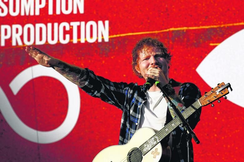 Ed Sheeran performing in Manhattan in September.