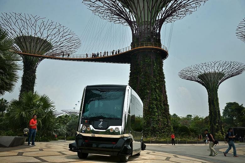 A demonstration on Oct 12 of how the Auto Rider autonomous vehicle will be operating at Gardens by the Bay. Volvo will launch a fleet of autonomous cars driving real customers on the roads of Gothenburg in Sweden by 2017.