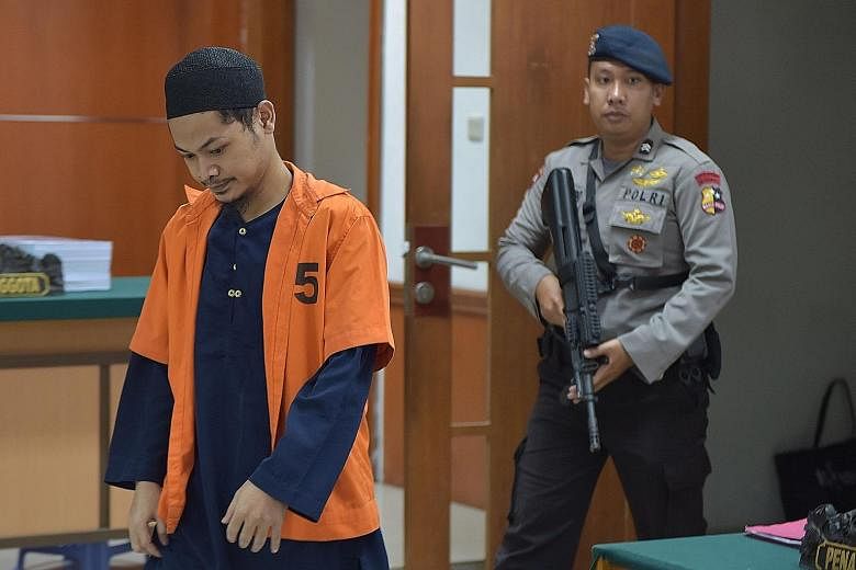 Indonesian terror suspect Koswara arriving for his trial at a court in Jakarta in October. At least 40 former terrorist convicts have returned to militancy within two to three years of parole in Indonesia, according to counter- terrorism and security