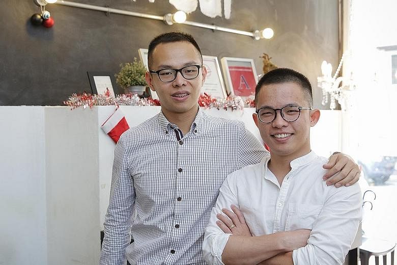 Chefs Joshua Khoo (left) and Dylan Ong, who trained at Shatec, opened Saveur four years ago with the aim of keeping prices low.