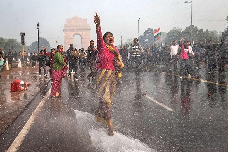 A scene from India’s Daughter showing widespread protests after the brutal rape was reported.