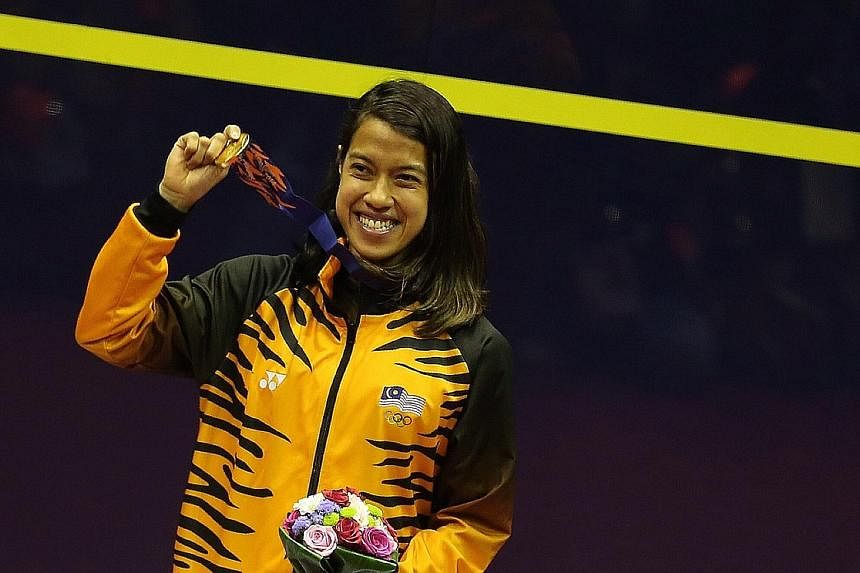 Nicol David with her Asian Games gold last year. She has struggled this year, winning only two Wispa tournaments. She lost the world No. 1 ranking - which she had held for 109 straight months - in September.