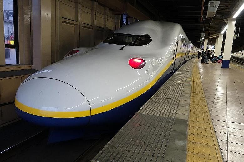 A Shinkansen bullet train in Japan. After its winning bid to build bullet trains in India, Japan now wants to snag the KL-Singapore project.