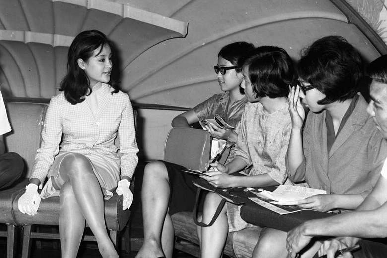Chiang Ching during a press conference in Singapore in 1965. She was in town for stage appearances for the movie Trouble On Wedding Night.