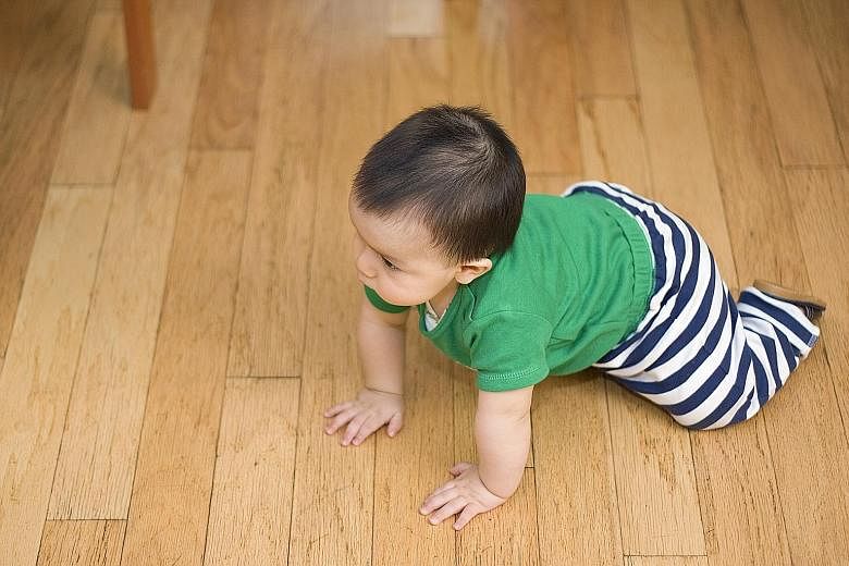 Babies should practise crawling and walking on a firm surface, say the experts. When parents place their baby on a mattress, the soft surface changes the way his natural movement develops as he cannot get a firm grip to move and explore, explains reh