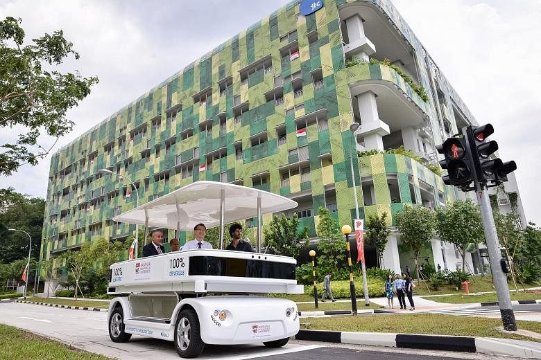 The first driverless vehicle trial in Singapore started in August 2014, with NTU testing a shuttle with French driverless carmaker Navya.