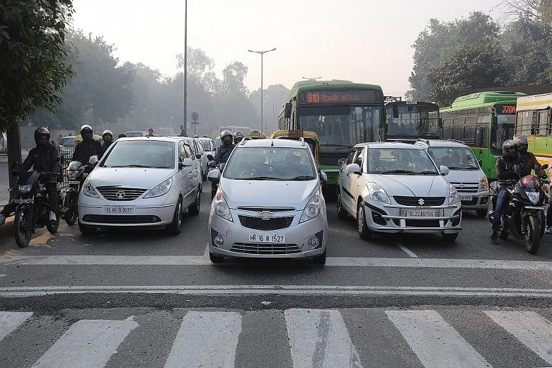 Many car owners observed the odd-even licence plate rule - with only odd-numbered cars allowed on the roads yesterday in the Indian capital - but the full impact is likely to be seen only on Monday when offices reopen after the New Year holiday.