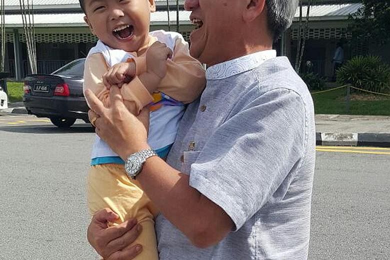 Angie Tiong with Mr Yap Yeen Min, who handed the toddler over to Johor police on Sunday. He declined to say anything about the couple who had supposedly adopted the two-year-old girl.