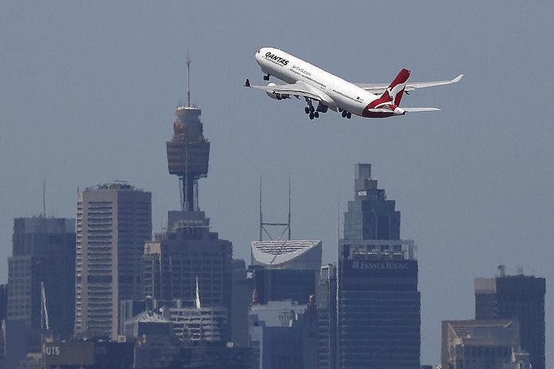 A Qantas jet takes off from Sydney International Airport. Except for Qantas, the other airlines in the top 20 were not given positions.