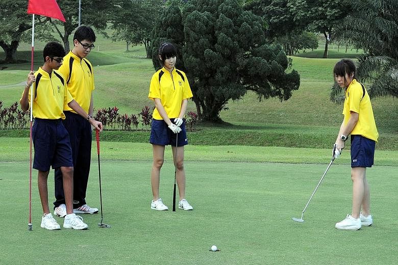 North Vista Secondary School students taking up golf as a CCA. Some CCAs are non-paying, but most are not, with the fees going to pay for external instructors, the booking of outside facilities and transportation cost. On top of the basic CCA fees, t
