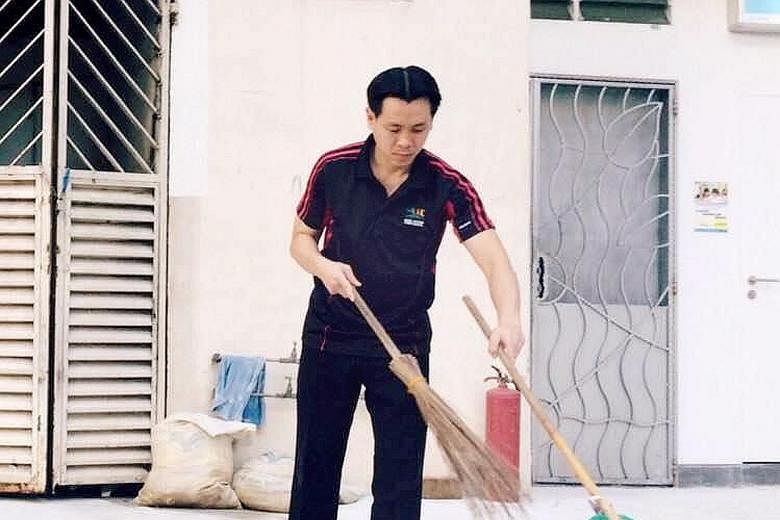 Mr Ng, an MP for Nee Soon GRC, helping to clean up his ward last Friday. He called the work "physically exhausting" and said small pieces of litter add up to a big pile of rubbish.