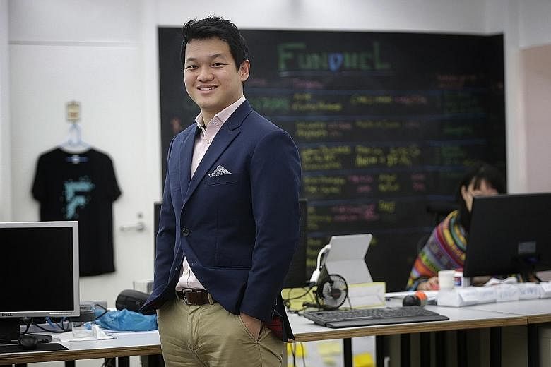 Mr Benjamin Twoon (above) and another SMU business management graduate, Mr Jeff Tung, have set up an endowment fund to encourage entrepreneurship among SMU students.