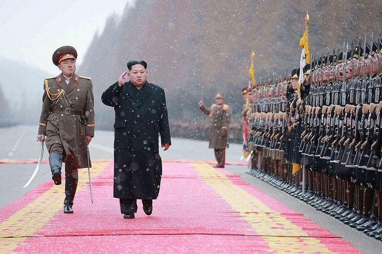 North Korean leader Kim Jong Un inspecting the Ministry of the People's Armed Forces in Pyongyang, in an image released by the Korean Central News Agency on Sunday.