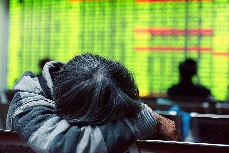 China's benchmark Shanghai index fell 5.33 per cent yesterday, as investors continued to worry over the state of the Chinese economy.
