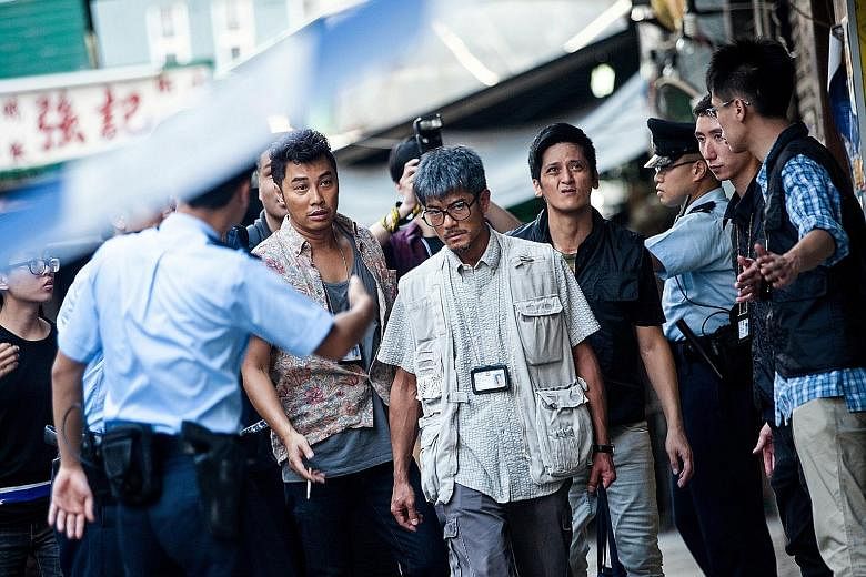 Aaron Kwok (centre) plays quirky Chong Sir with salt-and- pepper hair and a kendama toy.