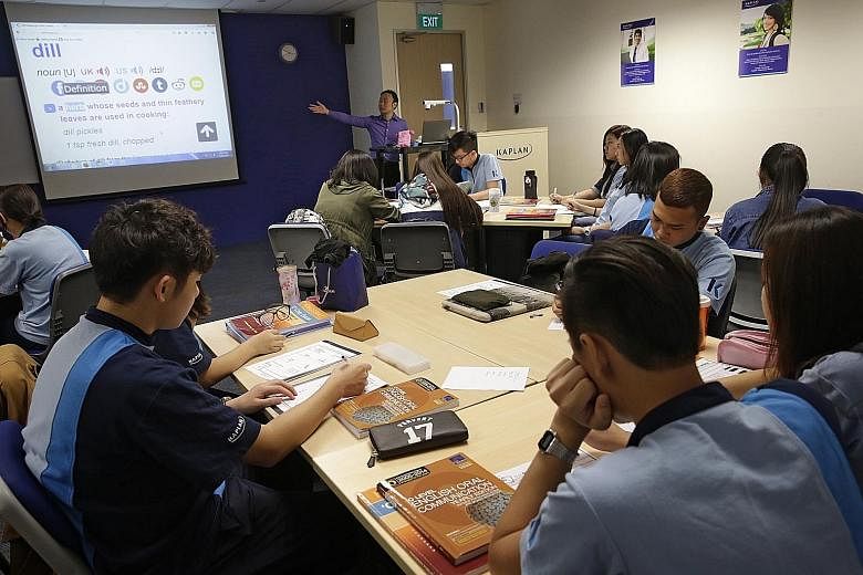 An O-level English preparatory class at Kaplan. Other private schools have also reported seeing more demand for O-level preparatory courses.