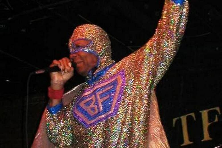 Clarence Reid, or Blowfly, made superhero-style outfits his trademark, along with rap songs containing sexually explicit lyrics.