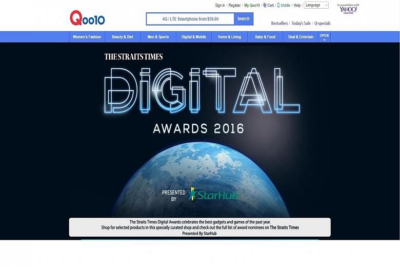 Readers will be able to find the phablets, smartphones and tablets, as well as laptops and wearable tech devices, nominated for the ST Digital Awards 2016 on sale at list.qoo10.sg/sphdigital2015. Products include the Microsoft Surface Pro 4, Lenovo T