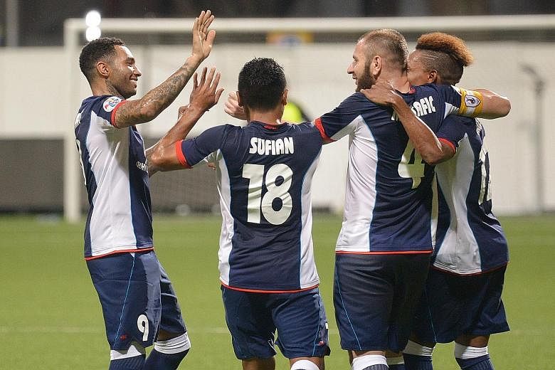S-League side Tampines Rovers beat Johor Darul Takzim II 1-0 in front of a crowd of 1,500 at the Jalan Besar Stadium last night. New signing Jermaine Pennant (left) came on in the 67th minute and made the difference in what was a dull affair riddled 
