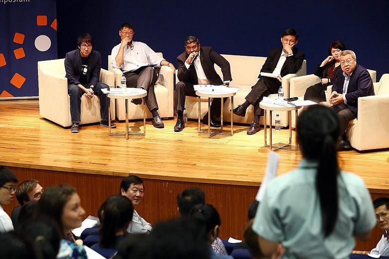 (From left) Timbre Group managing director Edward Chia, Lien Centre for Social Innovation chairman Tan Chi Chiu, Strategic Moves chief executive officer and panel moderator Viswa Sadasivan, Minister in the Prime Minister's Office Chan Chun Sing; Soci