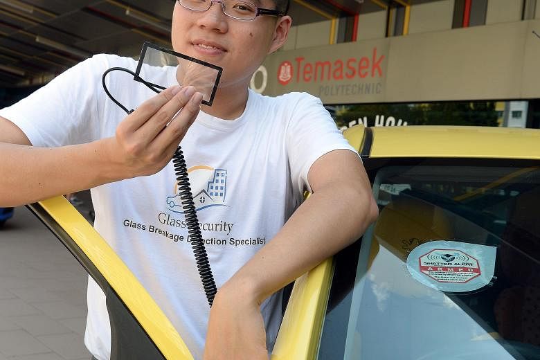 Temasek Polytechnic graduate Luke Lim developed a sticker sensor that can detect cracks in surfaces like glass doors or window screens. Called Shatter Alert, his innovation is patent-pending