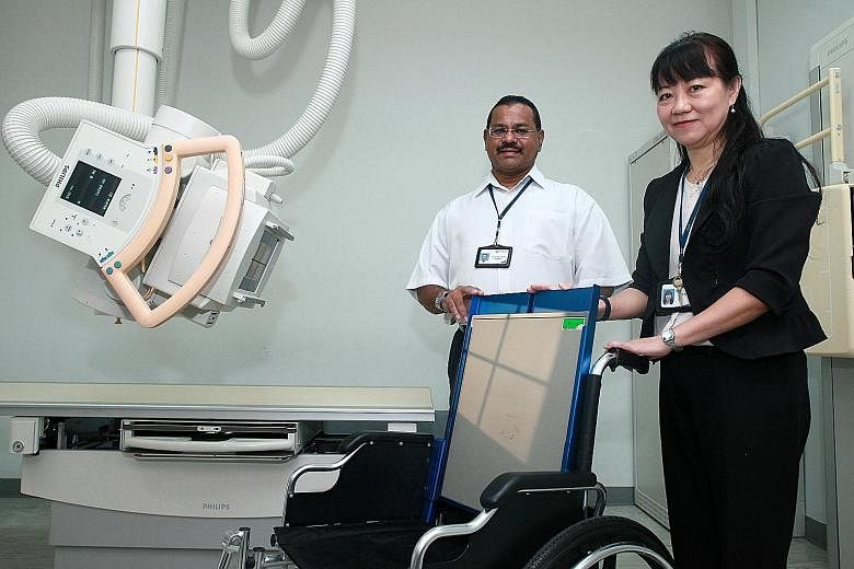 Senior lecturer Vijaya Kumar and course manager Tan Sai Geok took on the students' project and improved the product by experimenting with materials to make it lighter, among other enhancements, to help wheelchair users during radiography sessions.