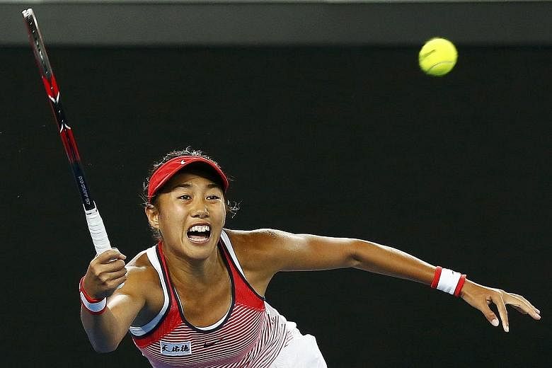 China's Zhang Shuai running to hit a shot during her third-round match against Varvara Lepchenko of the US at the Australian Open. She is on a six-match winning streak after coming through qualifying and will face 15th seed Madison Keys in the fourth