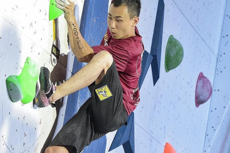 National climber Dennis Chua in action during the men's final of Gravical 2016 on Sunday.