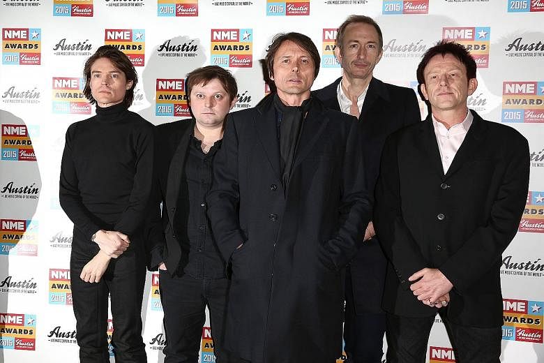 Suede comprise (from left) Neil Codling, Richard Oakes, Brett Anderson, Mat Osman and Simon Gilbert.