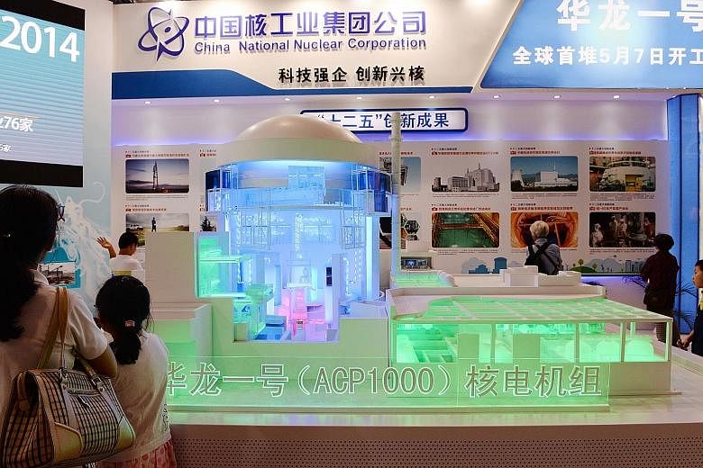 A model of a nuclear power reactor on display at an exhibition in Beijing last year. China's floating nuclear power plants could be deployed for offshore oil or gas exploration, or on islands and in coastal areas.