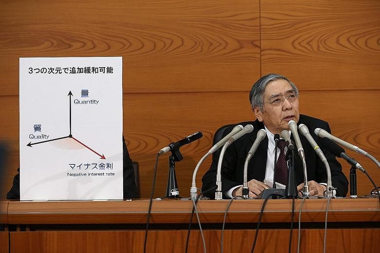 Bank of Japan governor Haruhiko Kuroda said at a news conference in Tokyo yesterday that negative rates do not replace quantitative easing but simply add to the central bank's options