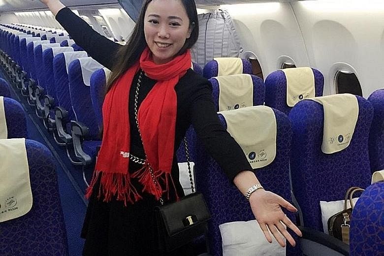 Ms Zhang found herself the sole passenger of a plane when a 10-hour delay winnowed down other travellers. Her online posts of the experience drew hundreds of likes, shares and comments from Chinese netizens.