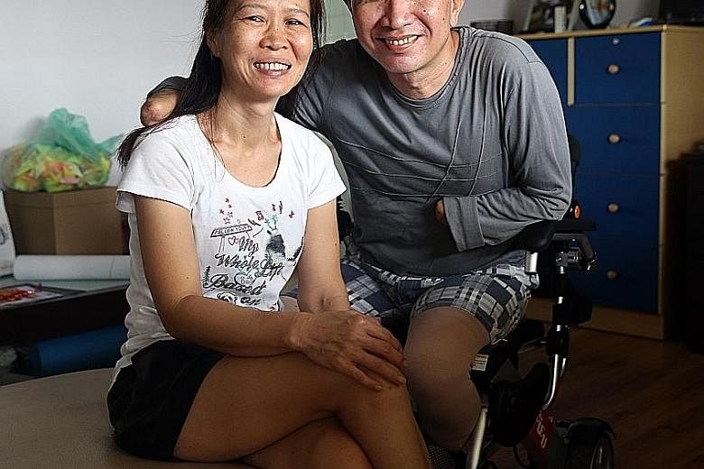 Mr Tan Whee Boon, 51, lost his limbs after an infection linked to consuming raw fish last July, but is in good spirits and looking forward to celebrating Chinese New Year. The Straits Times caught up with him and his wife, Madam Choong Siet May, 47, 
