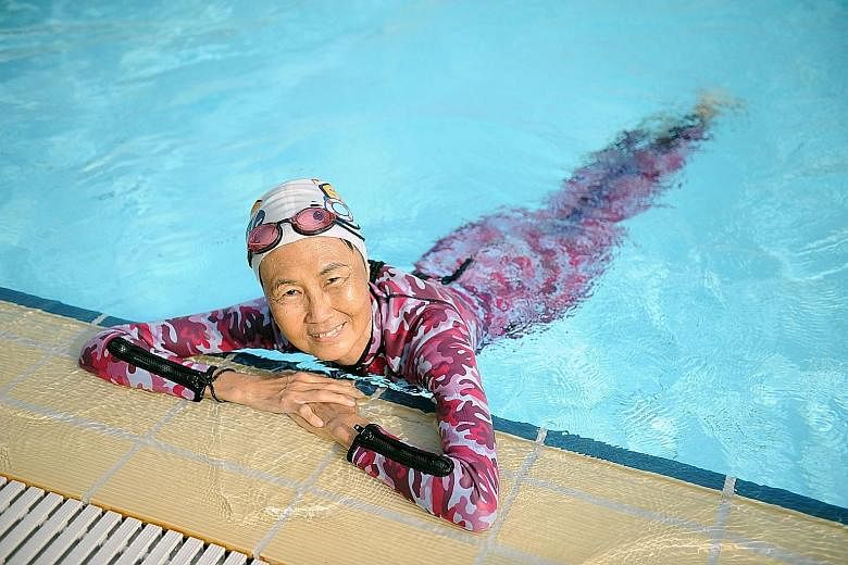 Housewife Wee Peck Hoon is one of the swimmers in the SwimSafer Programme. She learnt to swim only three years ago, at the age of 60.